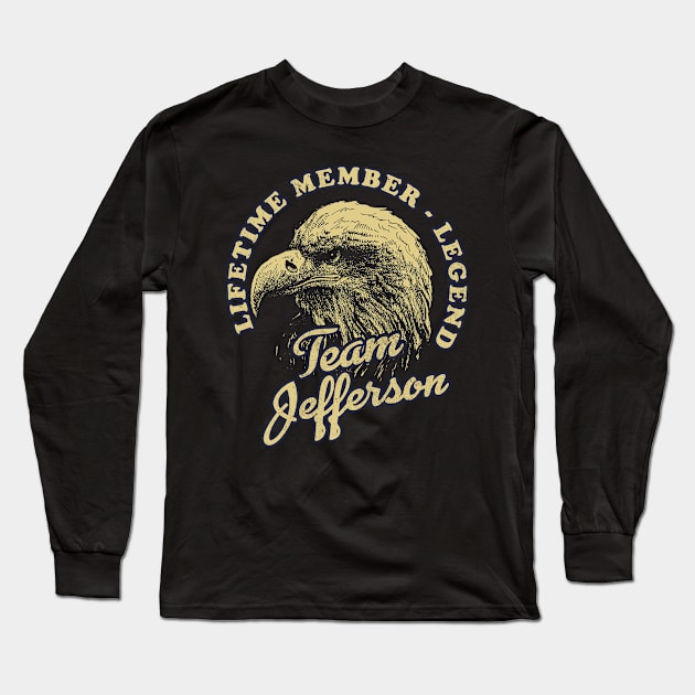 Jefferson Name - Lifetime Member Legend - Eagle Long Sleeve T-Shirt by Stacy Peters Art